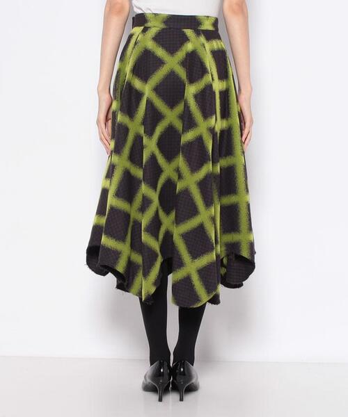 LANVIN en Bleu スカート ブラッシュドチェックフレアスカート