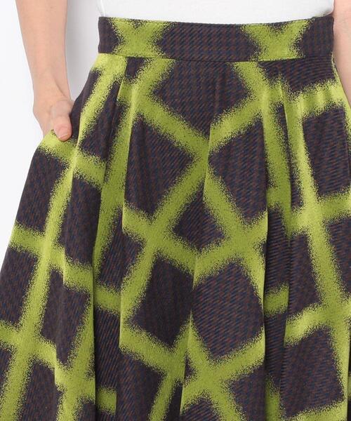 LANVIN en Bleu スカート ブラッシュドチェックフレアスカート