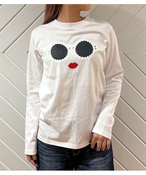 a-jolie tシャツ 「a-jolie」パールサングラスプリントロングTシャツ  