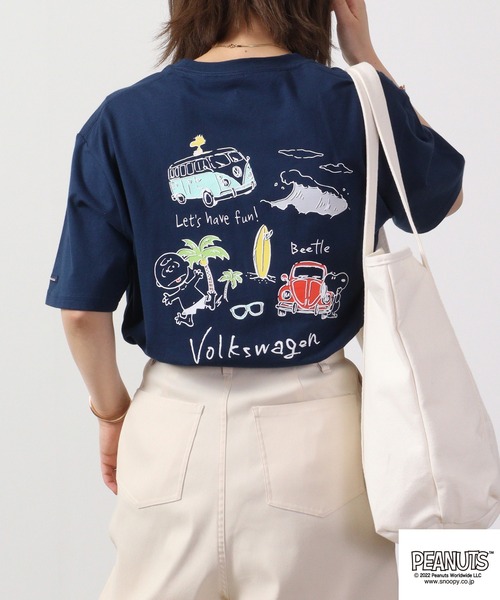 PEANUTS tシャツ スヌーピー/フォルクスワーゲン ダブルネームコラボ