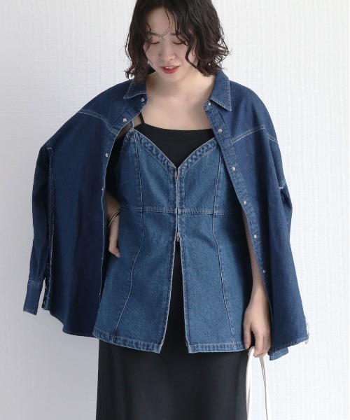 ベスト ジレ 2WAYデニムビスチェ レディース cepo ベスト ジレ 2WAYデニムキャミビスチェ セットアップ