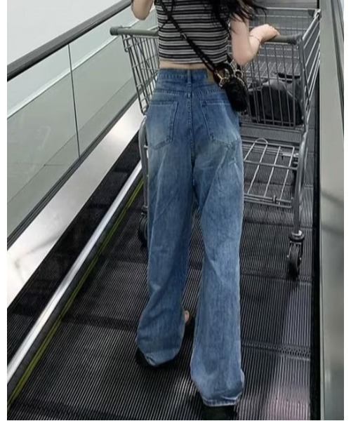 ジーンズ デニム デニムパンツ セミワイドクラッシュデニム