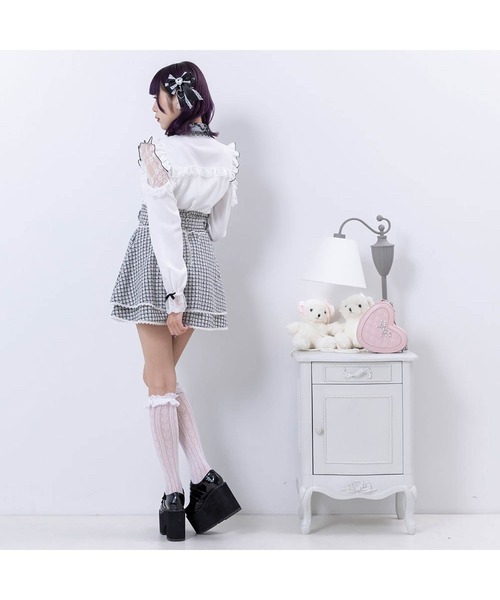 DearMyLove ブラウス シャツ レースフリルハートビジューブラウス
