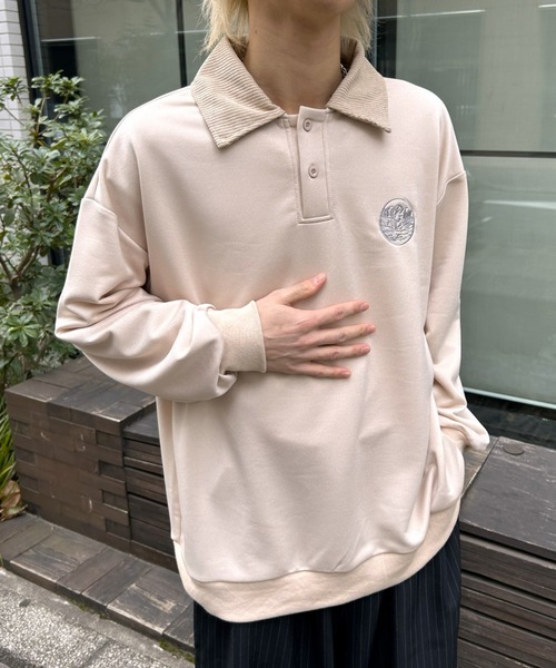 B.R.U トレーナー スウェット ワンポイント刺繍襟付きスウェット / 異