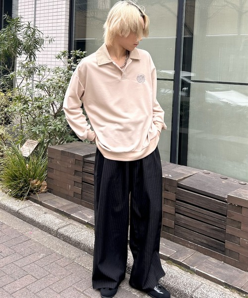 B.R.U トレーナー スウェット ワンポイント刺繍襟付きスウェット / 異