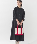 ワンピース レーヨンバンドカラー裾フレアワンピースの詳細画像1