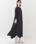 ワンピース レーヨンバンドカラー裾フレアワンピースの詳細画像5