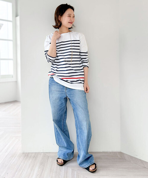 新品タグ付　Le minor ルミノア　ボーダーカットソー　半袖Tシャツ　イエナ LE MINOR/ルミノア 別注パネルボーダーカットソー（Tシャツ