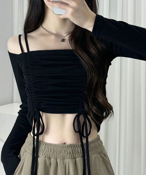 tシャツ 「選べる袖丈」 ルーシング オフショルダー Tシャツ