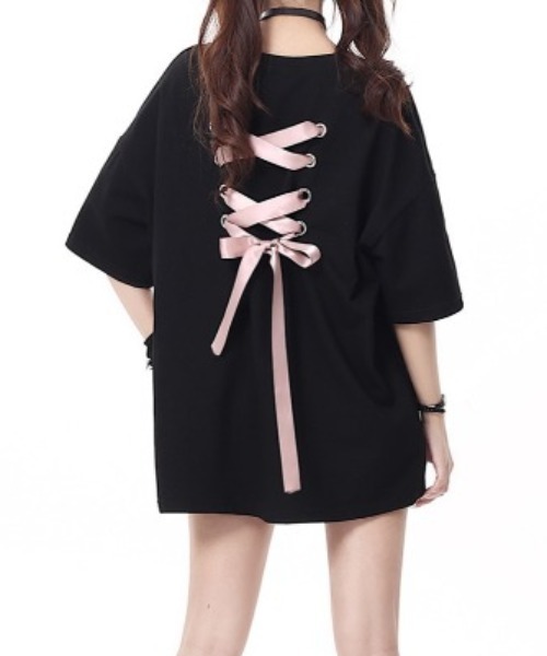 Achic（アシック） tシャツ バックレースアップリボンTシャツ