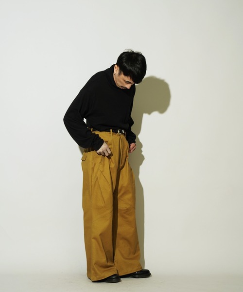 Aphlotus チノパン デザイン セミフレア ベルボトム バギーパンツ