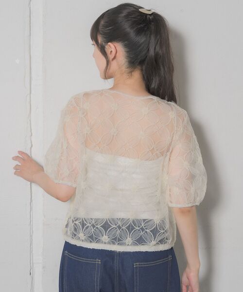 RETROGIRL（レトロガール） ブラウス シャツ 半袖 花刺繍レースBL