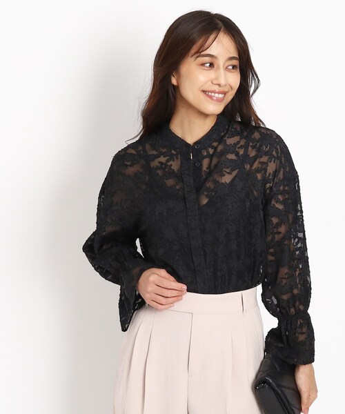 ブラウス シャツ 「洗える」花柄ジャカードのブラウス レディース COUP DE CHANCE ブラウス シャツ 「洗える」花柄ジャカードの