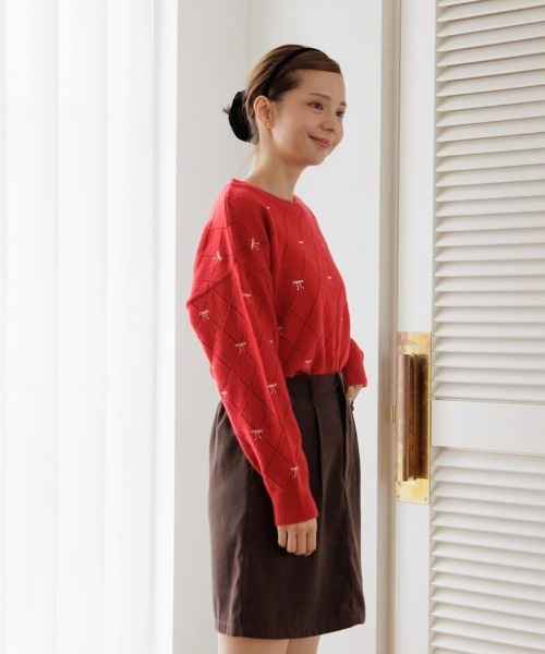 flower ニット セーター フォーリングリボンニット レディース