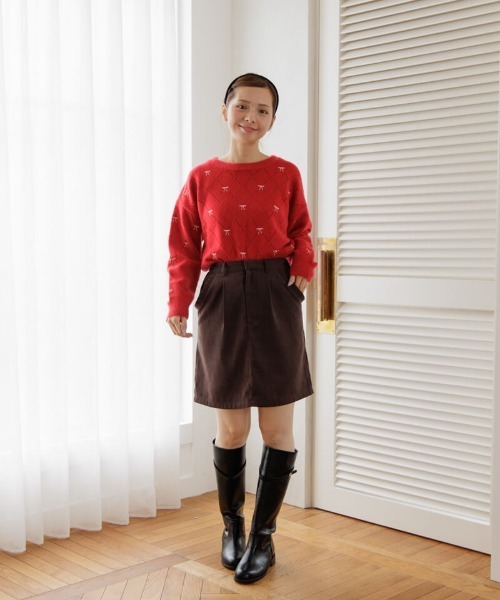 flower ニット セーター フォーリングリボンニット レディース