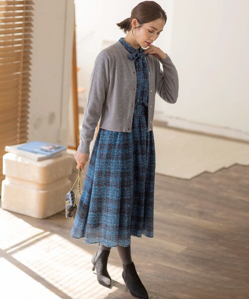 組曲（KUMIKYOKU） ワンピース ギミックチェックツイード ワンピース
