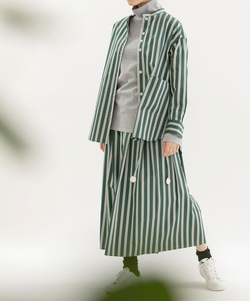 nop de nod（ノップドゥノッド） スカート コットンサテンストライプ