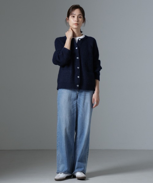 NANO universe（ナノ・ユニバース） カーディガン 片畦クルーネック