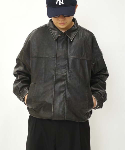 who's who gallery ヴィンテージライクレザーブルゾン ブラック WHO'S WHO gallery ブルゾン アウター ヴィンテージライクレザー