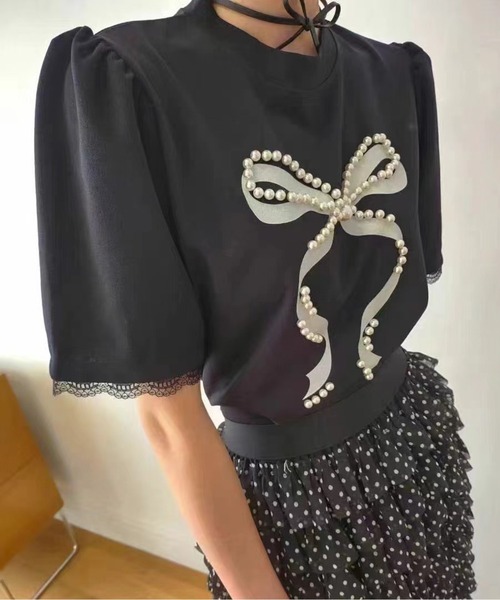 パールリボンレースTシャツ レディース パールリボンレースTシャツ レディース : ZOZOTOWN Yahoo!店