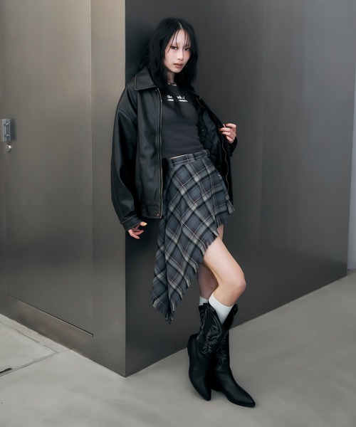 セクシーダイナマイトロンドン チェック巻きスカート アシメ セクシーダイナマイトロンドン チェック巻きスカート アシメ