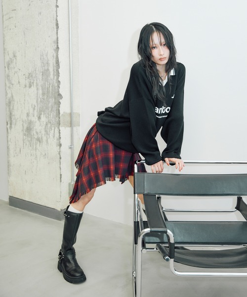 スカート aclent Volume wrap check skirt ボリュームラップチェックスカート（スカート）｜ACLENT
