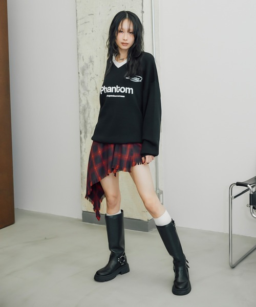 セクシーダイナマイトロンドン チェック巻きスカート アシメ セクシーダイナマイトロンドン チェック巻きスカート アシメ