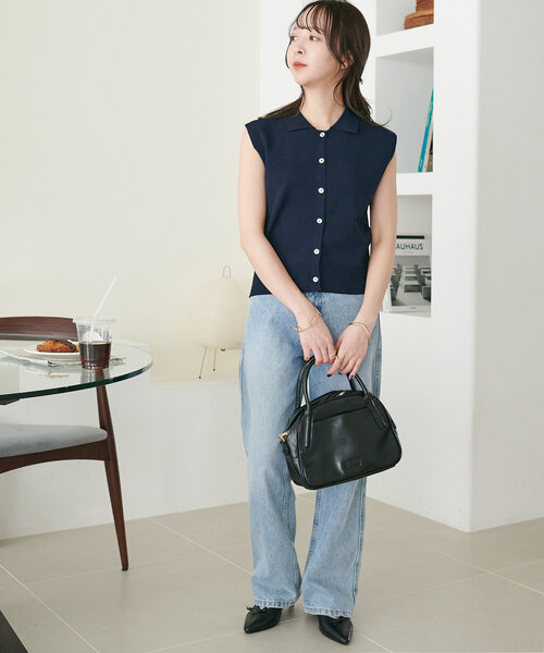 Discoat（ディスコート） ニット セーター サラモチ衿付き前開き