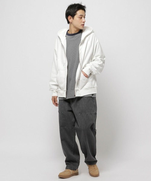 niko and…（ニコアンド） パーカー 強撚裏毛ペイントパーカー メンズ