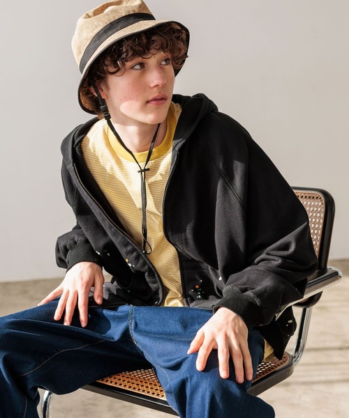 niko and…（ニコアンド） パーカー 強撚裏毛ペイントパーカー メンズ