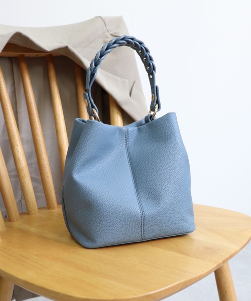 ｚ*ｉ様 ［美品］ブラックハンドバッグ 編み込みハンドル MIAN ショルダーバッグ バッグ 編み込みハンドル2wayショルダー