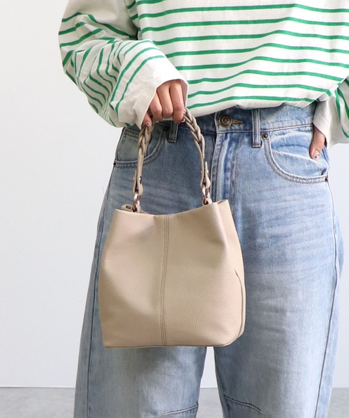 MIAN ショルダーバッグ バッグ 編み込みハンドル2wayショルダー