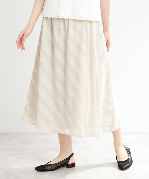 Reflect（リフレクト） スカート 「手洗い可」ストライプ柄シアー