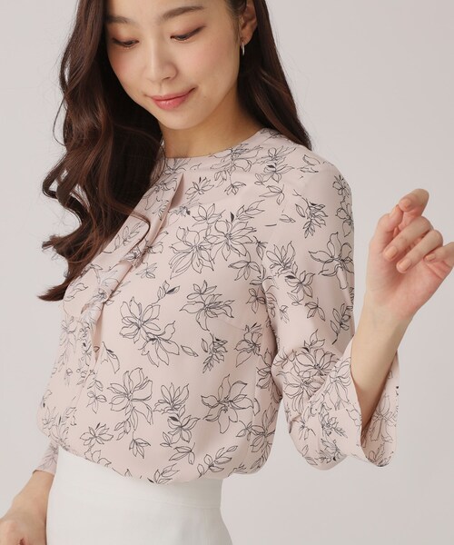 ブラウス シャツ 「洗える／日本製／一枚着／ジャケットイン」花柄プリントブラウス レディース 洗える／日本製／一枚着／ジャケットイン】花柄プリントブラウス