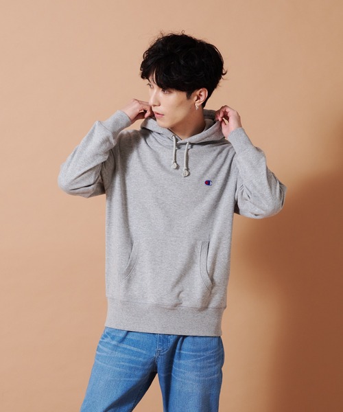 「Champion」 プルオーバーパーカー MEDIUM ブラック メンズ_画像2
