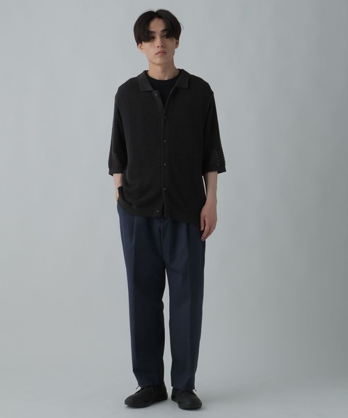 【関税込み】Solid Homme ネイビー ポロカラー カーディガン 241221M212006_1.jpg