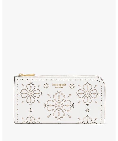 KATE SPADE パーフォレーテッド ミディアムLジップ リストレット ルーシー カラーブロック ミディアム L-ジップ リスレット