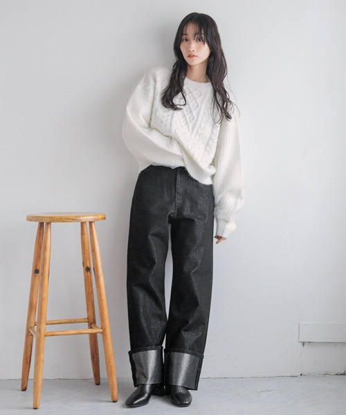 [LOWRYS FARM] Denim брюки MEDIUM черный женский 