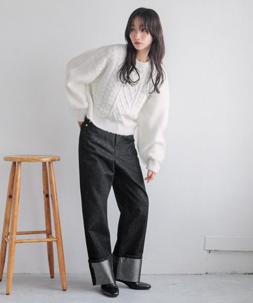 [LOWRYS FARM] Denim брюки MEDIUM черный женский 