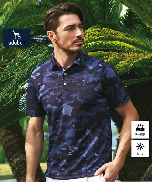 【新レーベル ADABAT NAVY】UVカット吸水速乾 カラーブロックポロシャツ 新レーベル ADABAT NAVY】UVカット/吸水速乾 カラーブロック
