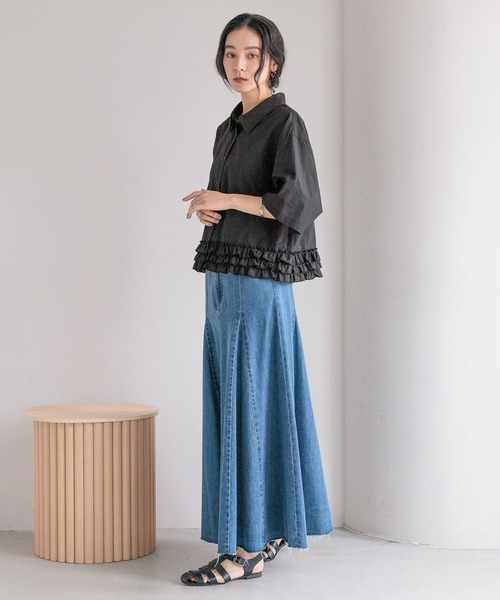 ❌LOWRYS FARM好き(⋆ᴗ͈ˬᴗ͈)”ウエスト全ゴムスカート LOWRYS FARM スカート デニムフレアスカート 495442 : ZOZOTOWN
