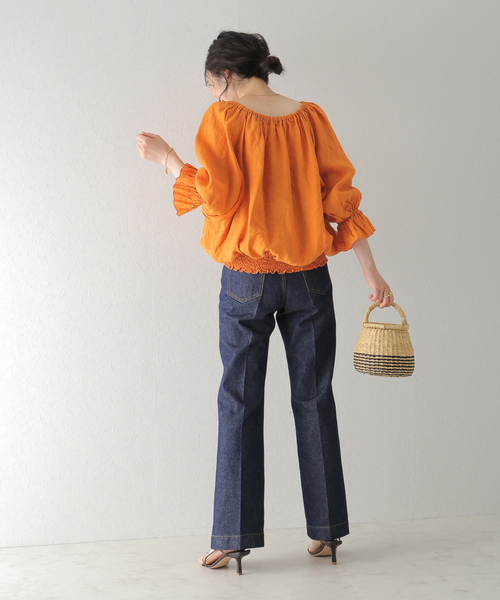 「Plage」 7分袖ブラウス - オレンジ レディース