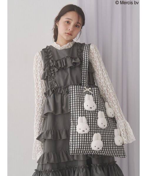 merry jenny（メリージェニー） トートバッグ ギンガムもこもこmiffy