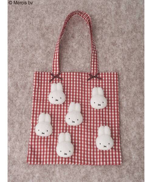 merry jenny（メリージェニー） トートバッグ ギンガムもこもこmiffy