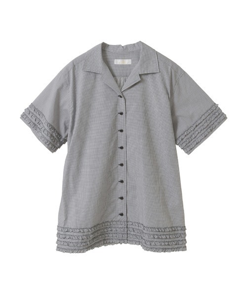 PINK HOUSE ピンクハウス 半袖 シャツ、ブラウス Shirt, Blouse 半袖 ギンガム チェック リボン レース ボタン ブラウス P0162FB12 10125217 PINK HOUSE ピンクハウス 半袖 シャツ、ブラウス Shirt, Blouse