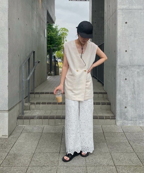 I-SOOK パンツ レースシアーワイドパンツ(kiharu select