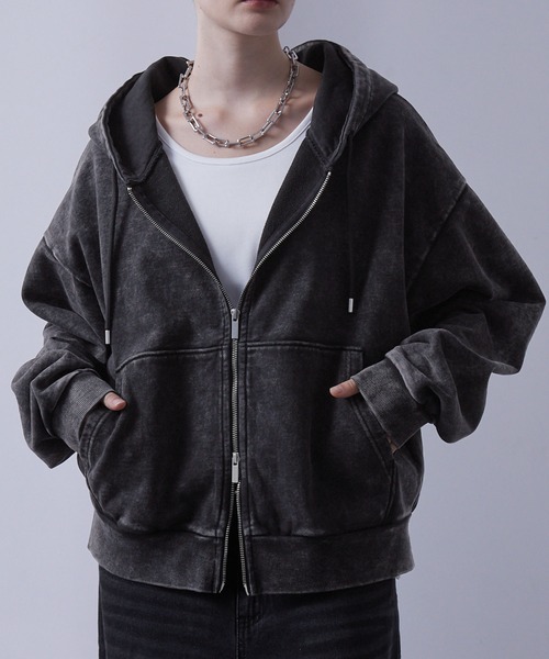 パーカー ヘビーウェイトヴィンテージ ショートフルジップパーカー メンズ レディース | Loose | 05