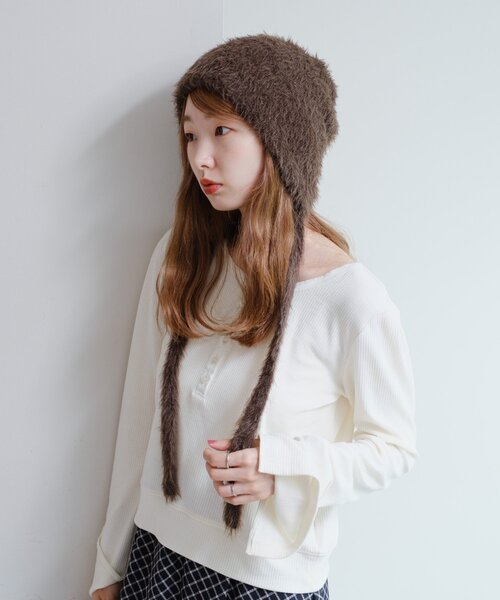 Kastane ニット帽 ニットキャップ 「WEB先行」ファーリボン