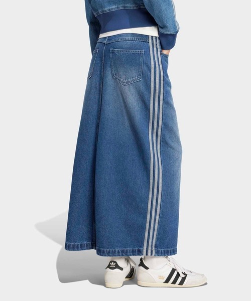 【 adidas 】アディカラー 3ストライプ デニム ペンシルスカート adidas デニムスカート アディカラー・スリーストライプス