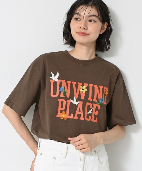 tシャツ ロゴ刺繍Tシャツ レディース